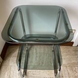 Vintage chrome and smoked glass side table