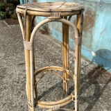 High rattan wicker bar stool from the 60s
