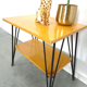 Vintage veneer table with steel legs