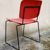 2 red and black stacking dining chairs Bononia