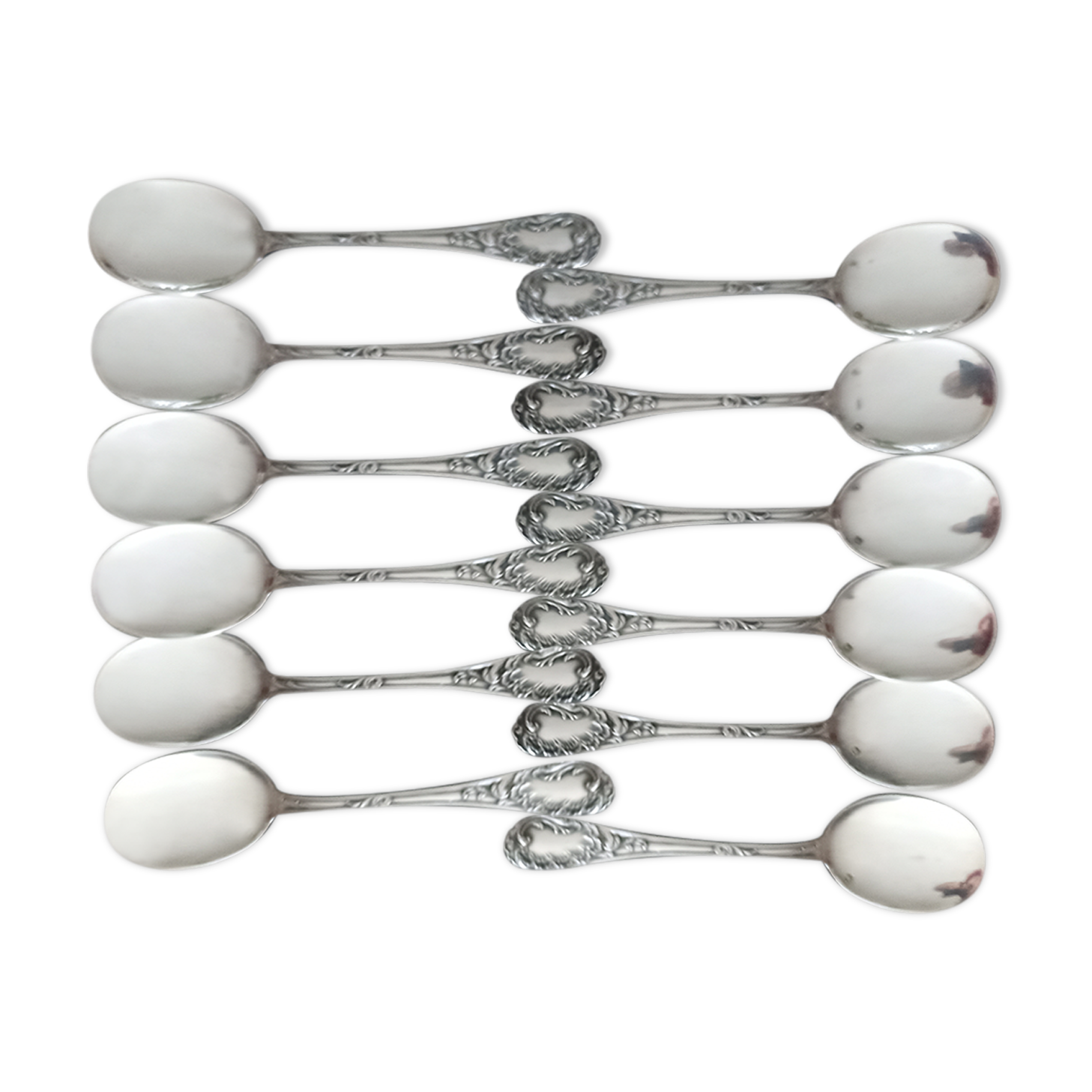 Box of 12 small silver dessert spoons