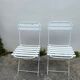 Pair of 80s folding garden chairs in white metal