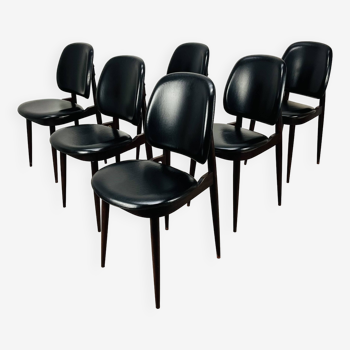 6 chaises Pégase Baumann, noires, années 60