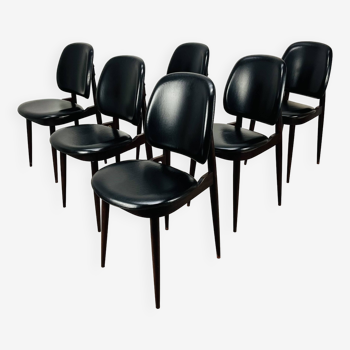 6 Pégase Baumann chairs, black, 1960s