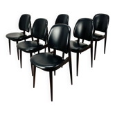 6 Pégase Baumann chairs, black, 1960s