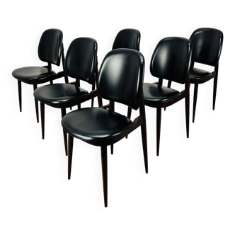 6 Pégase Baumann chairs, black, 1960s