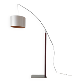 Floor lamp in wood and chrome metal
