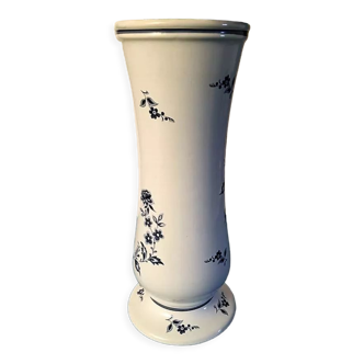 White vase with blue floral motifs stamped Faïences de Roanne Coomans
