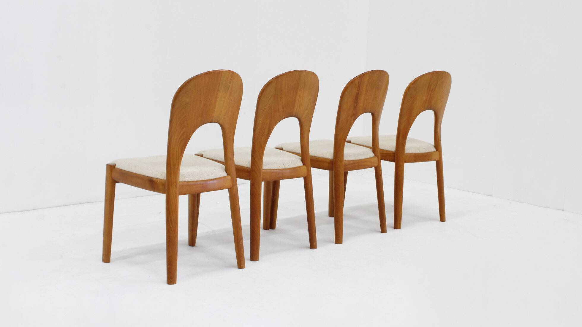 Vintage Danish solid teak dining chairs by Niels Koefoed 1960s set of 4