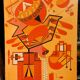Abstract painting by Franco Balleri 1977 oil on canvas 80x60