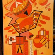 Abstract painting by Franco Balleri 1977 oil on canvas 80x60
