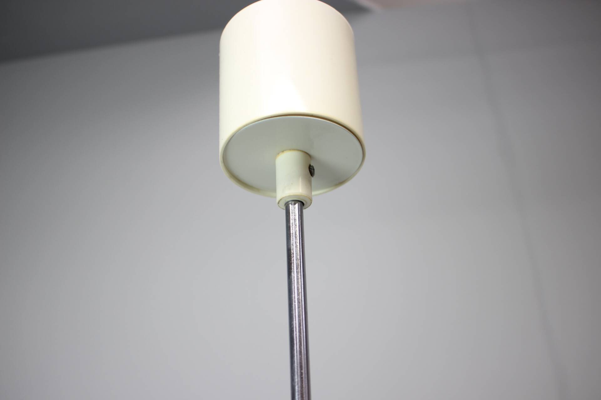 Large vintage opaline glass pendant lamp, Prague, Czechoslovakia, late 1970s.