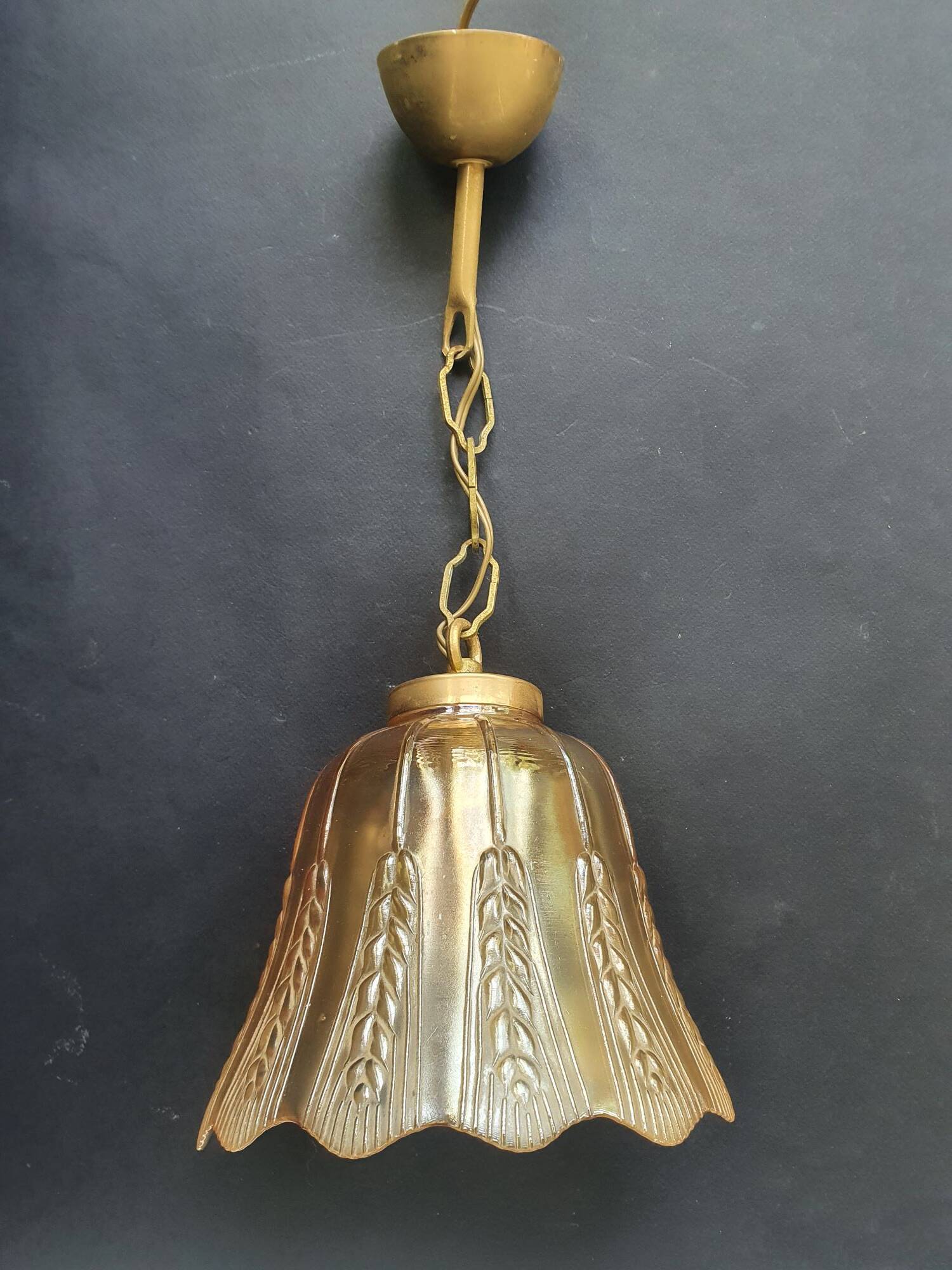 Pair of vintage spike-patterned pendant lights