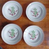 Set of 4 Lunéville KG soup plates, coffee leaves