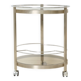 Round brushed aluminium dessert table, 1970-1980
