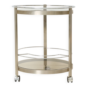 Round brushed aluminium dessert table, 1970-1980