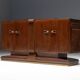 Art Deco walnut sideboard with brass details and sculptural base, France, 1930s