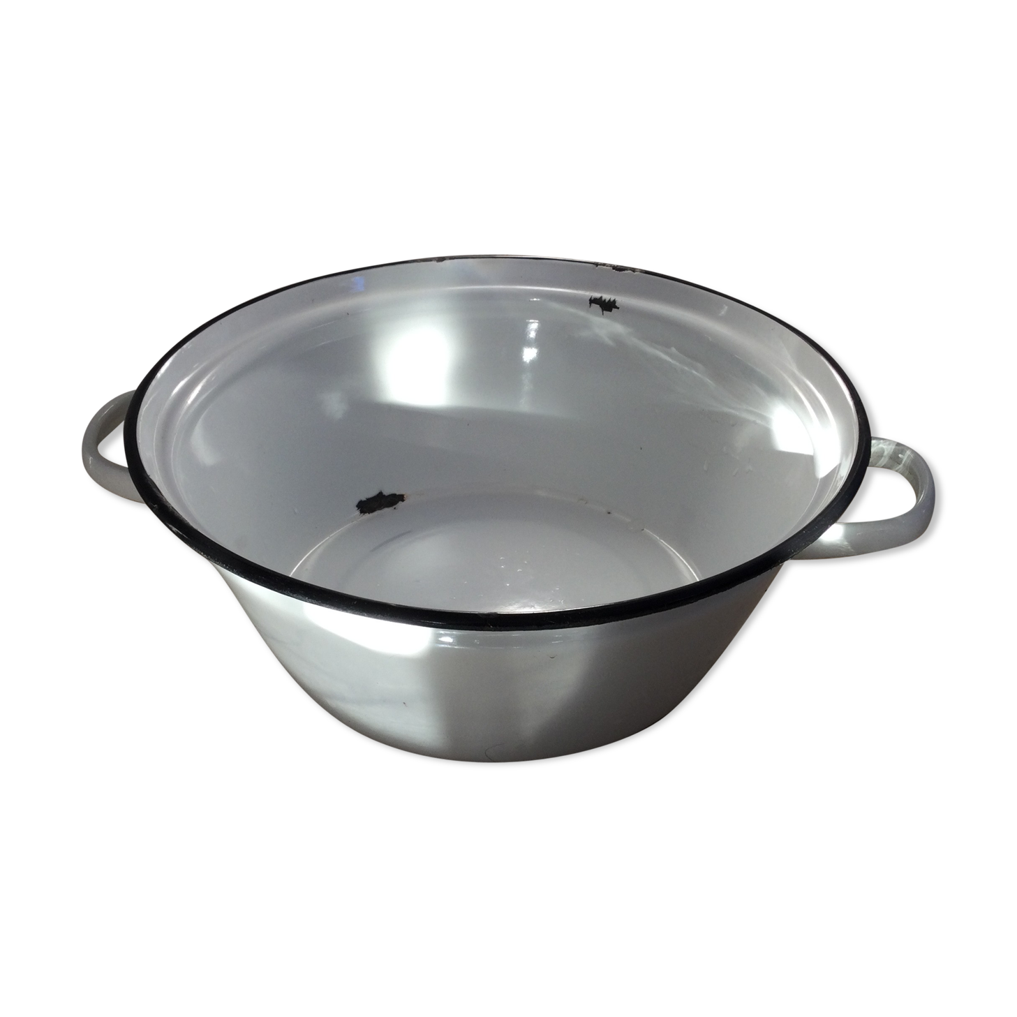 Basin, cache jar in enamelled sheet metal