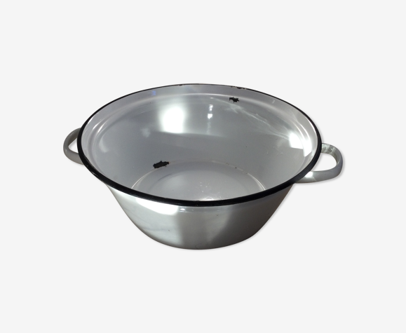 Bassine cache pot en tôle émaillée
