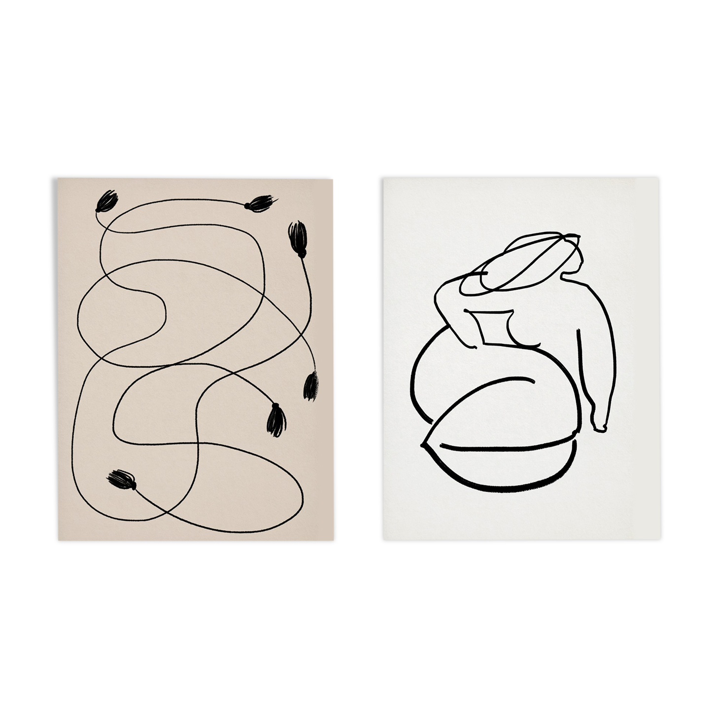 Pair of prints, abstract wall art set of two, 50x70cm