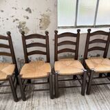 Straw chairs oak 1940s Dudouyt