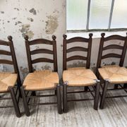 Straw chairs oak 1940s Dudouyt