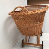 Vintage wicker cradle with 50-60s wheels