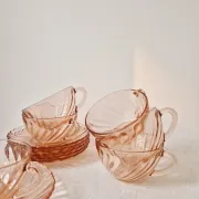 Set of 6 Coffee Cups & Saucers "Rosaline" '70s - Arcoroc France