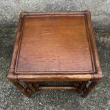 Set of 3 nesting tables, bamboo, vintage, 80s