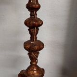 Antique 18th century candlestick lamp, gilded wood, electrified