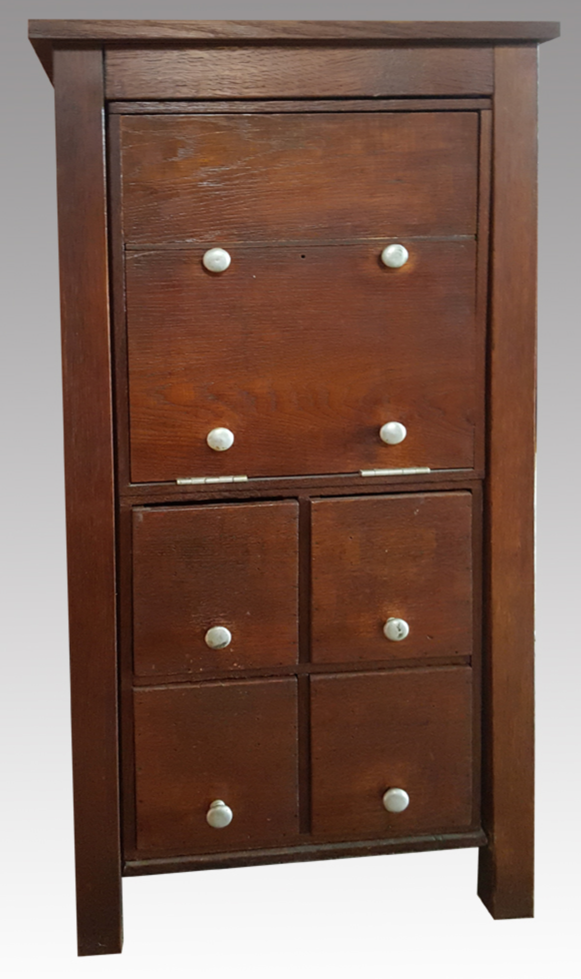 Wooden craft furniture, chest and drawer, vintage