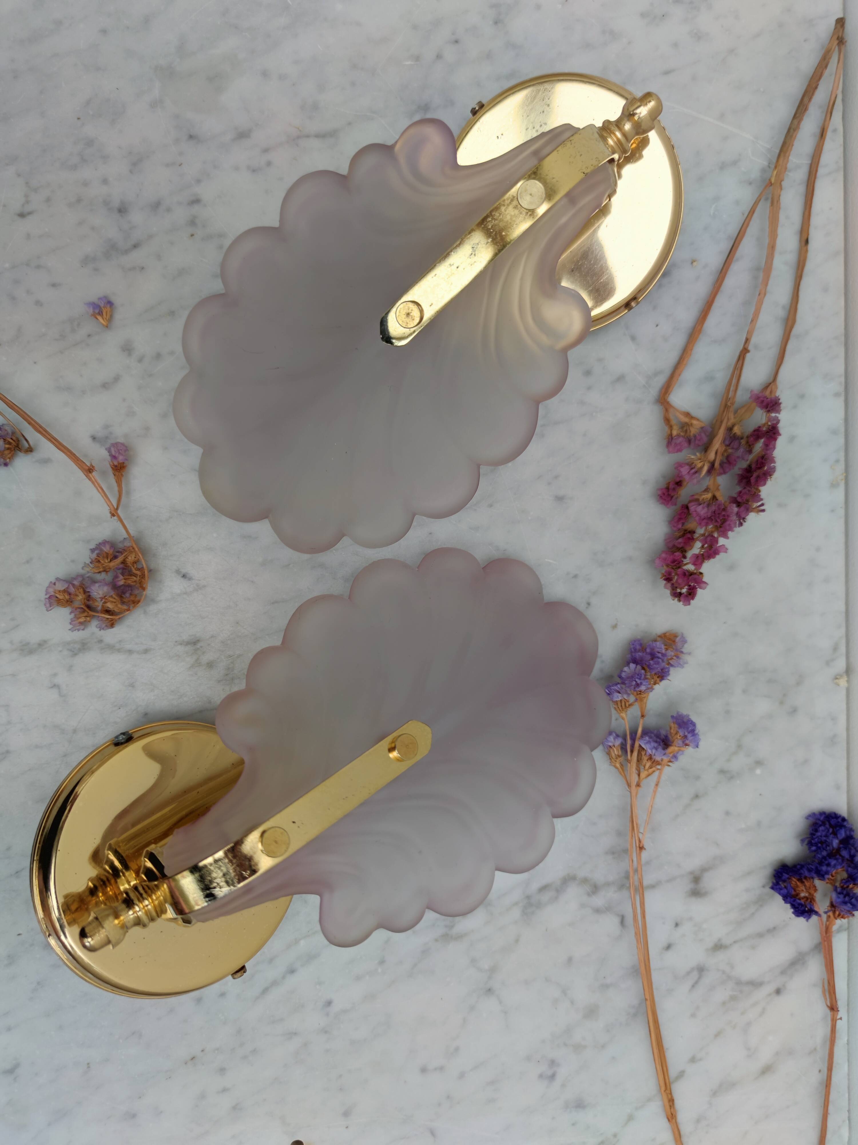 Pair of pink petal sconces