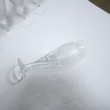 Series of 10 vintage crystal champagne flutes