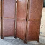 4-leaf wood and leather screen