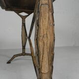 Art Deco bistro table with oak top on cast iron table