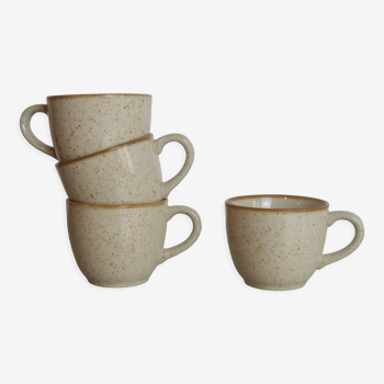Set of 4 cups in beige speckled stoneware
