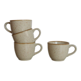 Set of 4 cups in beige speckled stoneware