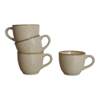 Set of 4 cups in beige speckled stoneware