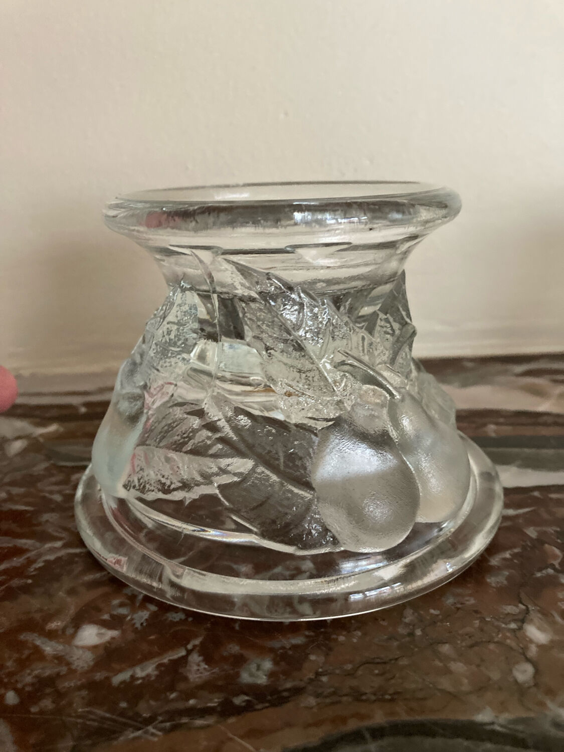 Pair of fruit-shaped glass candlesticks