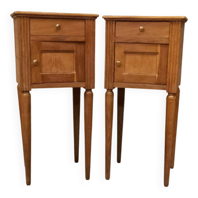 Paire table de chevet chêne massif art deco années 30/40