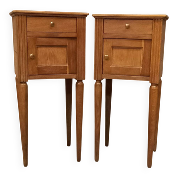 Paire table de chevet chêne massif art deco années 30/40