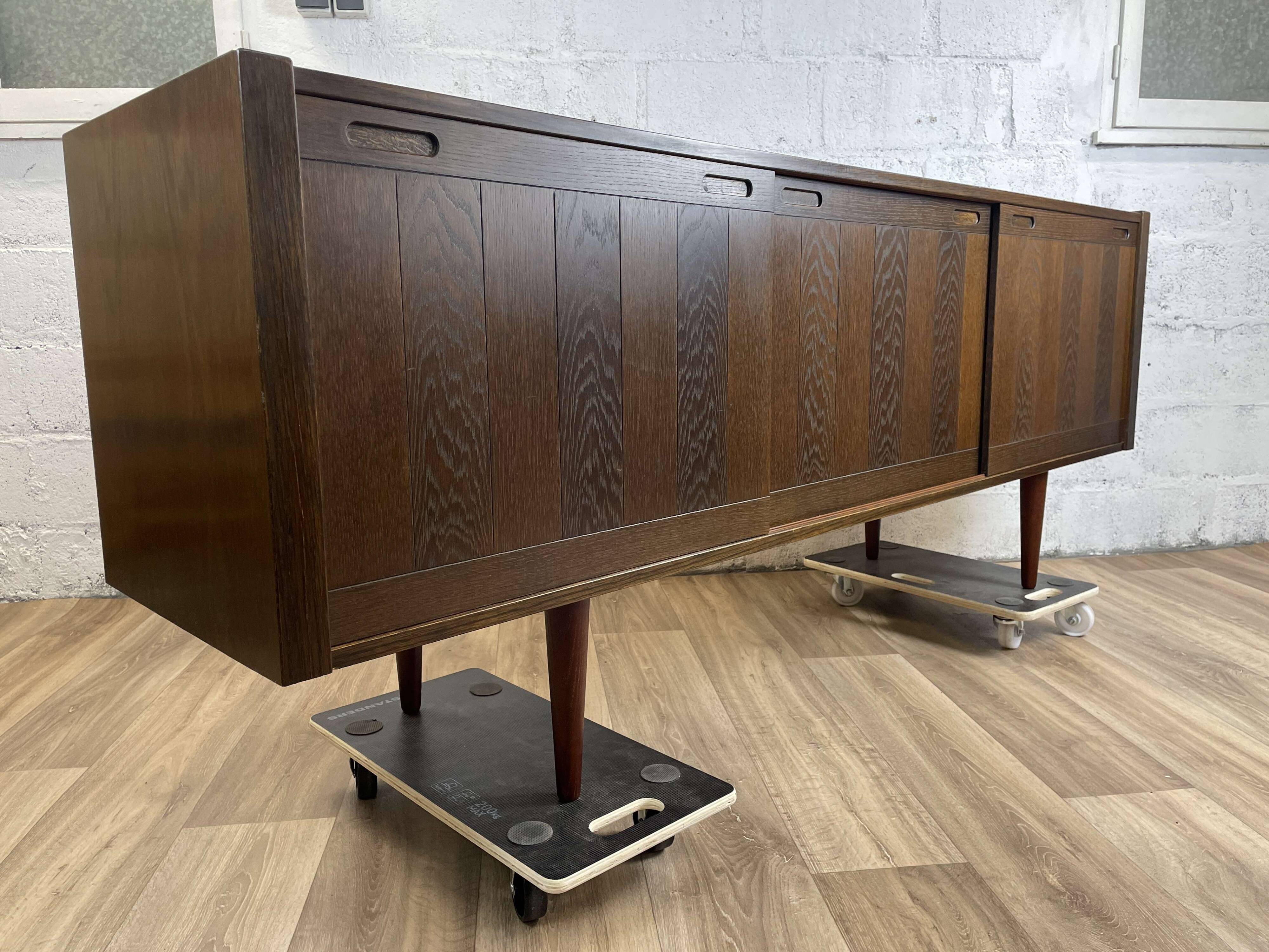 Large vintage Scandinavian sideboard in stained oak by Skovby, 1960s