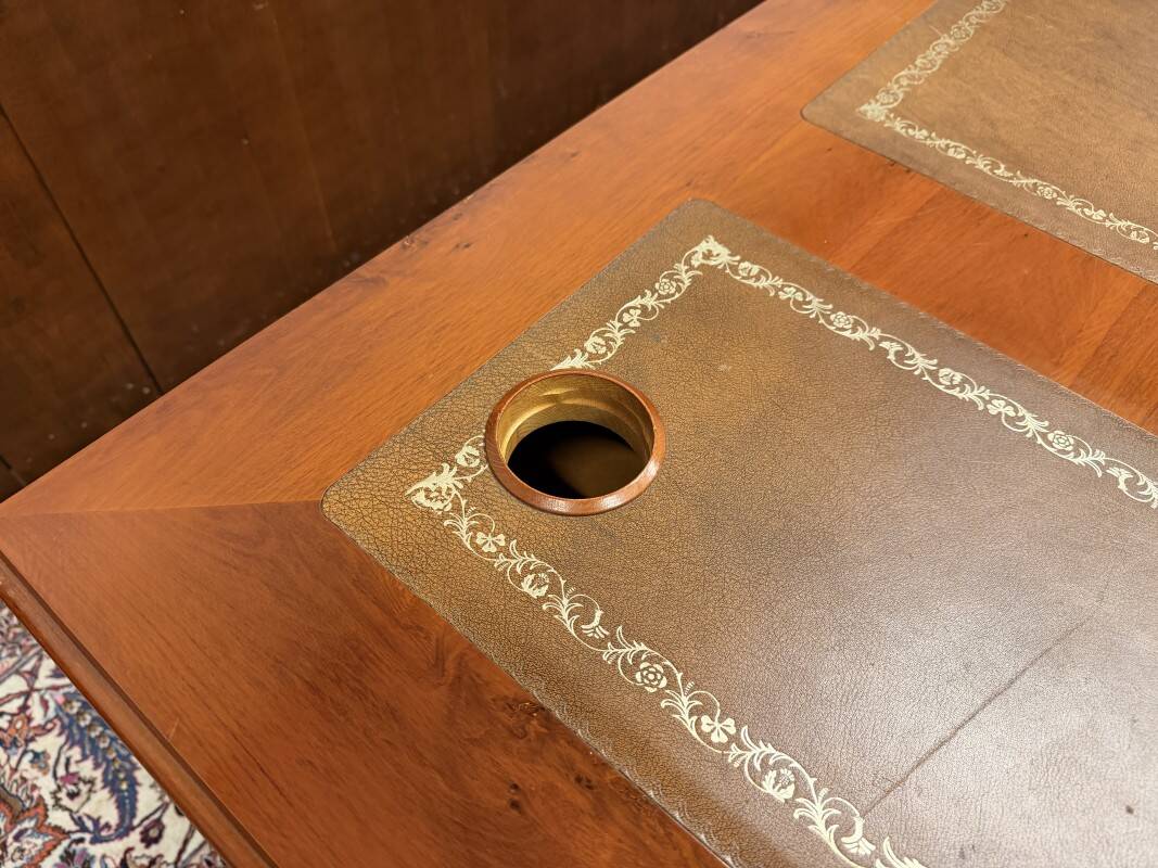 Classic English Desk with Brown Leather