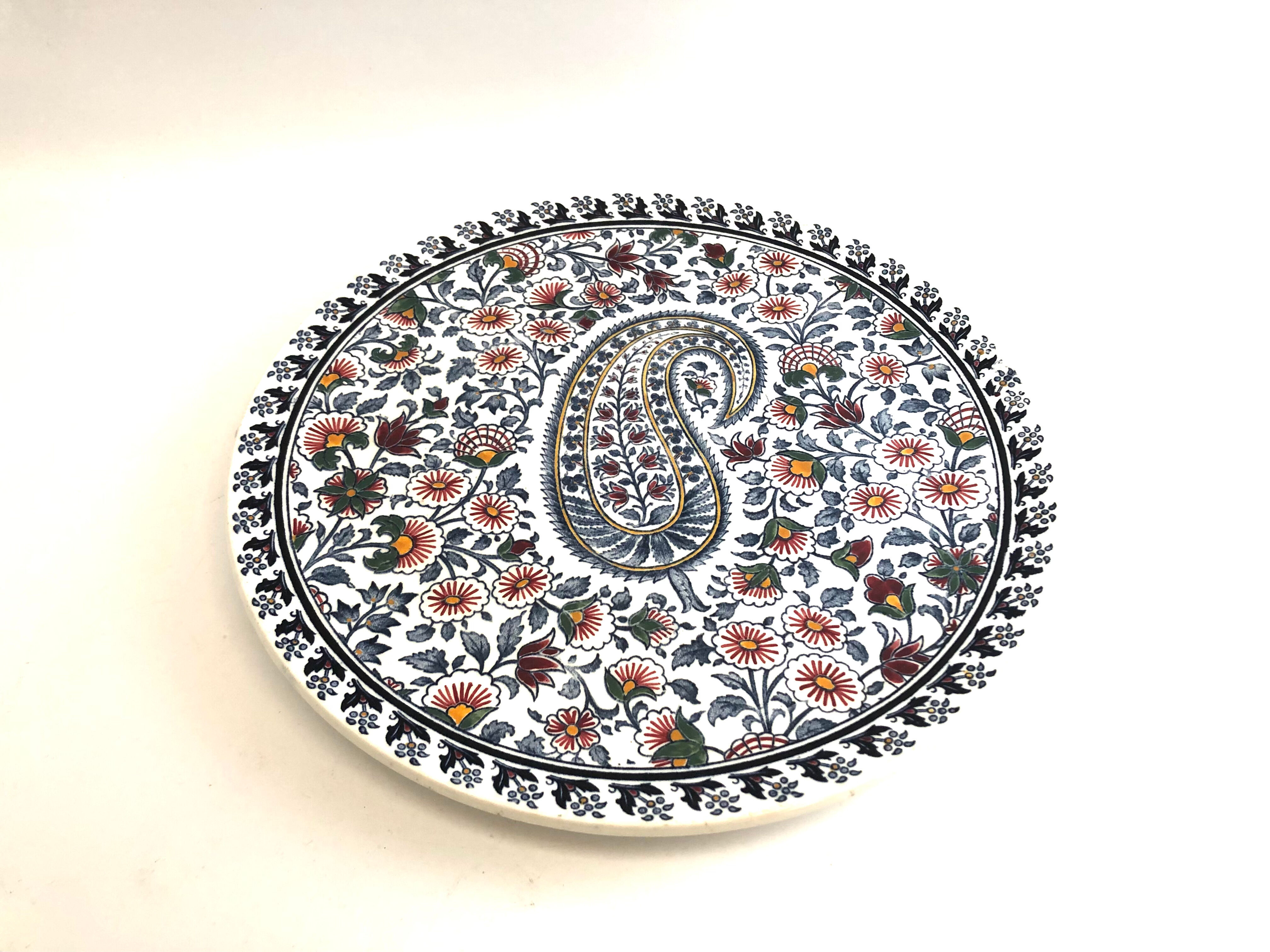 Round dish Gien decoration bothée or cashmere 26cm for pie and cake