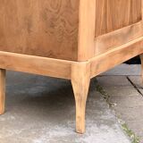 Vintage glass-fronted cabinet, raw wood, 1950s