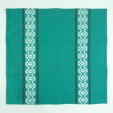 10 green cotton napkins - embroidered Basque-style designs