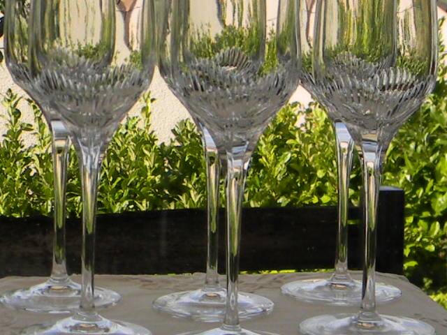 Set of 6 ARQUES crystal champagne flutes. BAVELLA model.