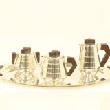 Art Deco Silver-Plated Tee or Coffee Set With Matching Tray, France, 1930s