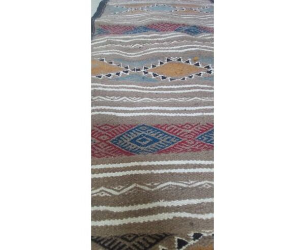Tapis couloir multicolore fait main en pure laine 60x90cm