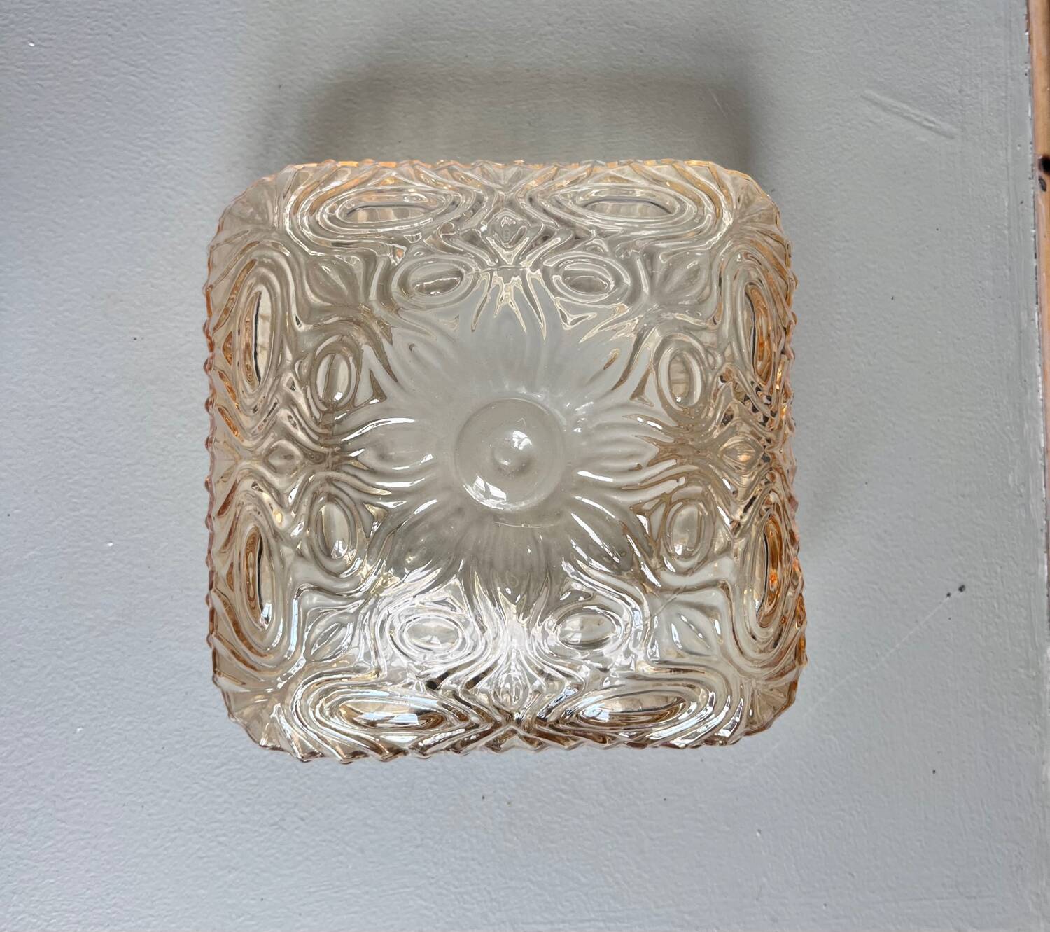 Square amber glass wall light